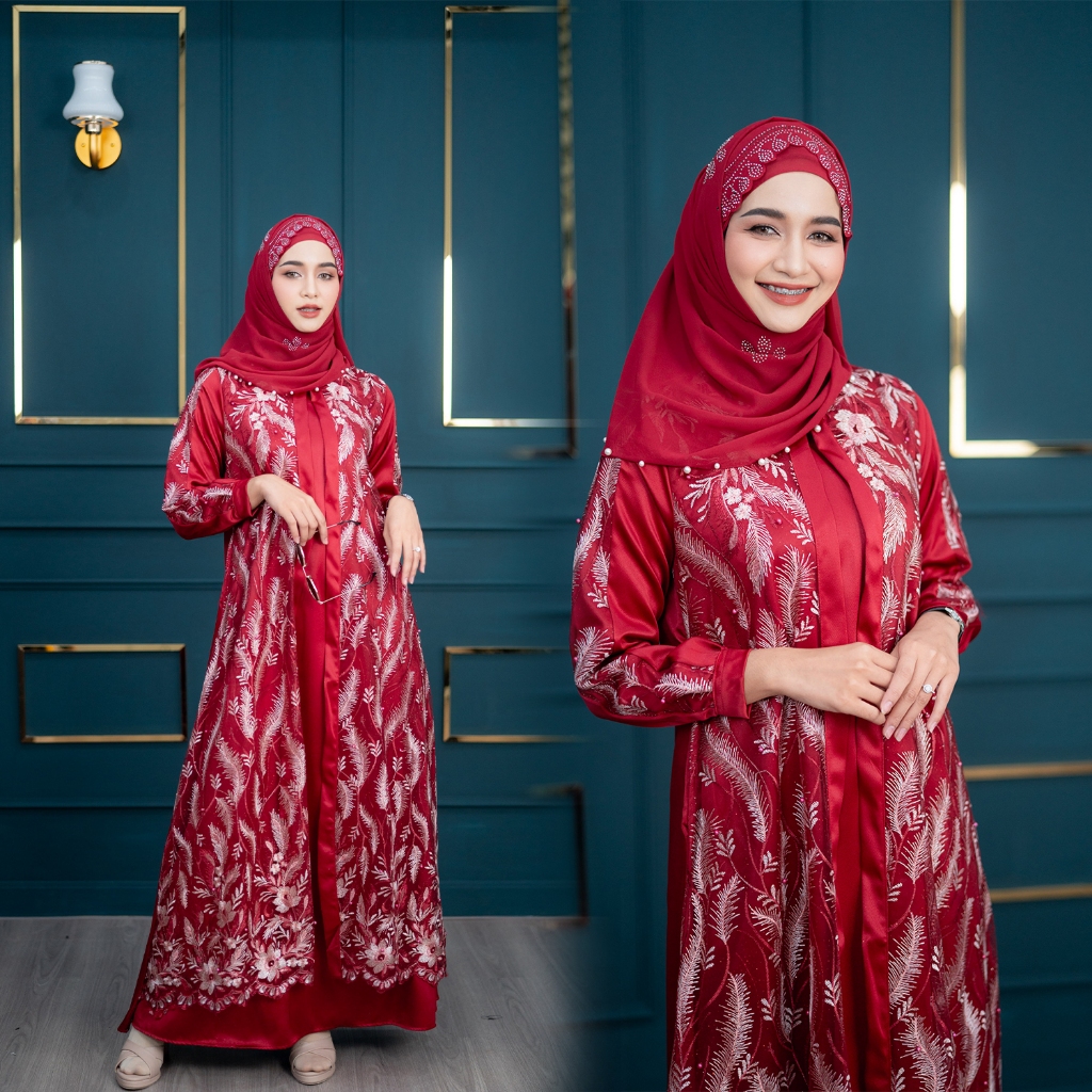 ชุดเดรส ผ้าซาร่า อาบาย่าลายลูกไม้ สวมใส่ง่าย ผ้าใส่สบาย ลายลูกไม้ IM68 วาริสมุสลิม EP1.