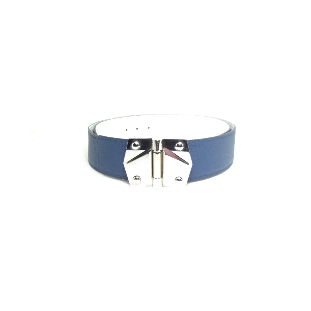 เข็มขัด Hermes Impact 42mm Belt (bleu navy/blanc) sz 90 36 มือ 2 ของแท้ 100%