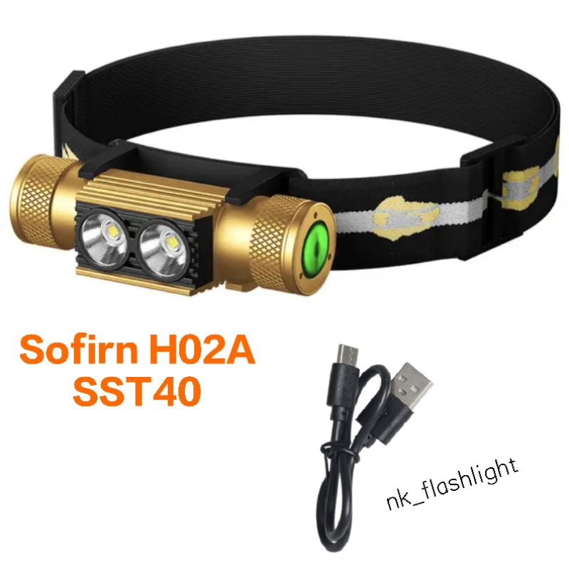 Sofirn ไฟหน้า H02A Type-C ชาร์จ SST40-TIR,เลนส์ไฟหน้า LED 18650