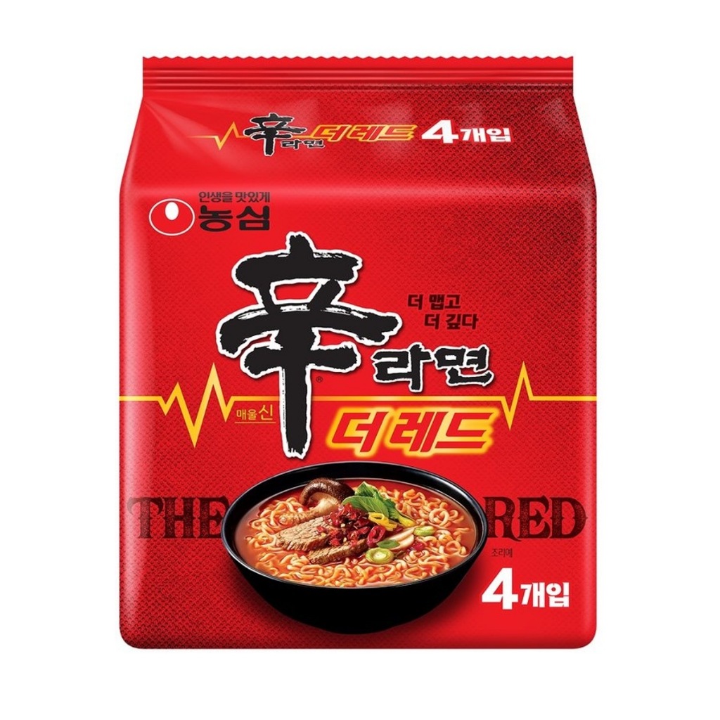 [ของแท้] 신라면더레드 Nongshim Shin Ramyun The Red (บะหมี่กึ่งสำเร็จรูปรสเผ็ด) 125g*4