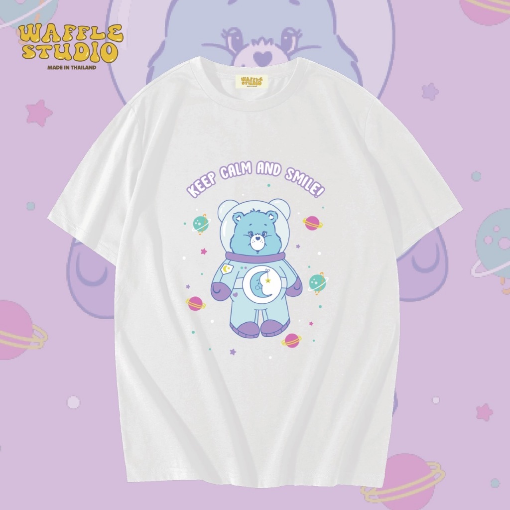 [ ส่งฟรี ] WS0067 เสื้อยืดโอเวอร์ไซส์ เสื้อยืดเกาหลี ผ้าคอตตอน100% เสื้อยืดแคร์แบร์ Carebear WAFFLE STUDIO
