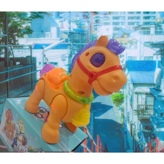 happy_toy พร้อมส่ง ม้าน้อยน่ารักพร้อมเชือกจูงเดิน มีเสียงม้าร้อง มีไฟ เดินได้ ของเล่นน่ารัก เล่นได้ทุกเพศทุกวัย