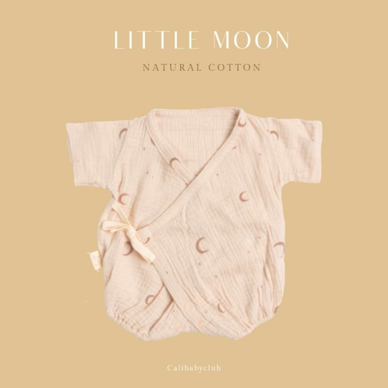 Cali บอดี้สูท เด็กอ่อน​ 0-3 เดือน ผูกหน้าผ้ามัสลินทอ สไตล์เกาหลี *Little​ Moon 🌙*ป้าย Cali baby