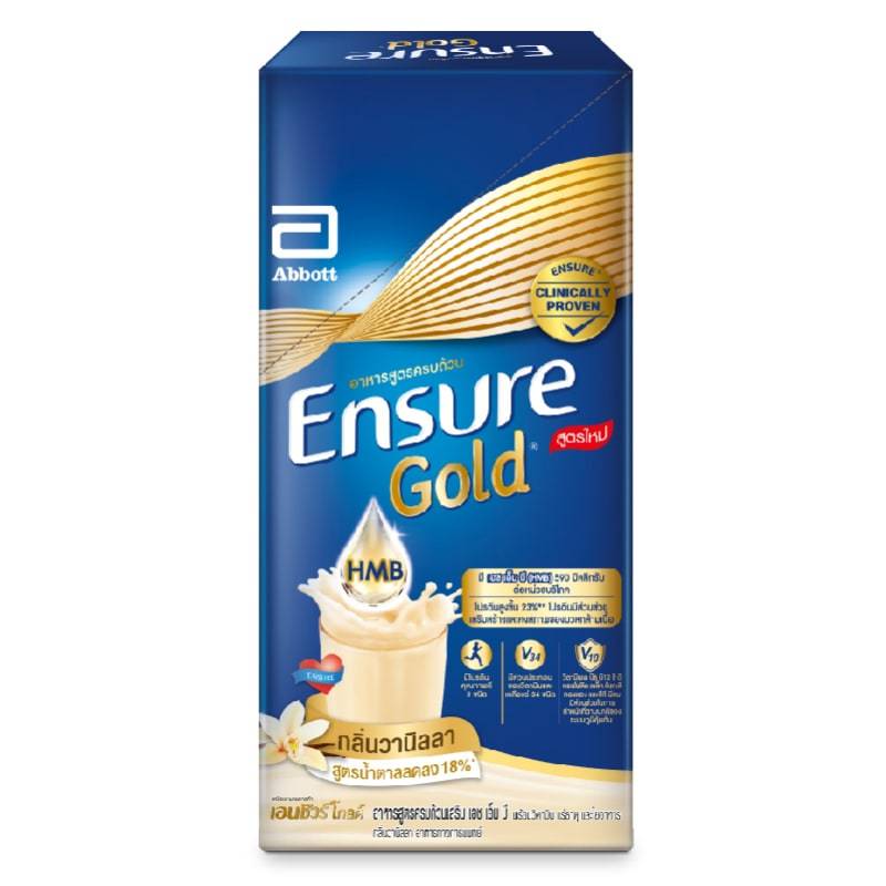 ENSURE Gold เอนชัวร์ โกลด์ อาหารเสริมสูตรครบถ้วน กลิ่นวานิลลา ซอง60.6G. กล่อง6ซอง[2กล่อง / 1กล่อง]