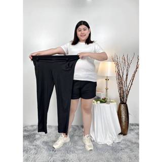 กางเกงขายาว สีดำ ไซส์ใหญ่ ผ้ายืดเกาหลี กางเกงทำงาน คนอ้วน สา…