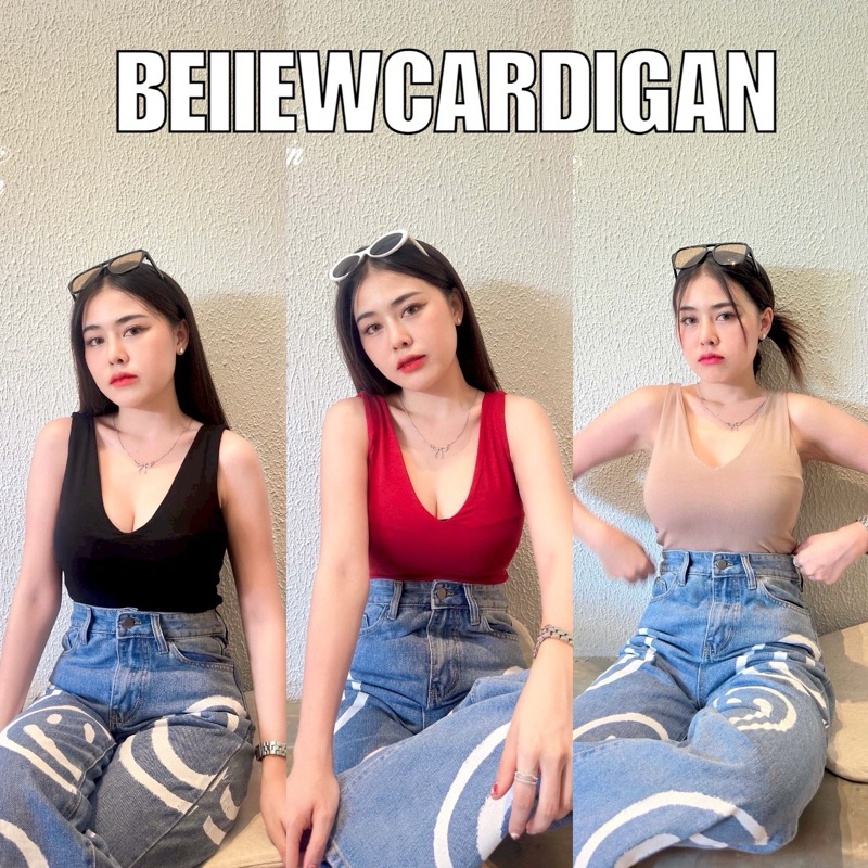BEIIEW เสื้อเรย่อนครอปคอวีต้อนรับซัมเมอร์ เนื้อผ้าหนา2ชั้นมีน้ำหนักไม่บาง ใส่สวยมาก
