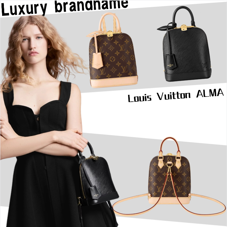 หลุยส์วิตตอง Louis Vuitton ALMA สายสะพายไหล่ที่ถอดออกได้และปรับได้ / กระเป๋าเปลือกหอย / กระเป๋าถือ / กระเป๋าเป้ผู้หญิง