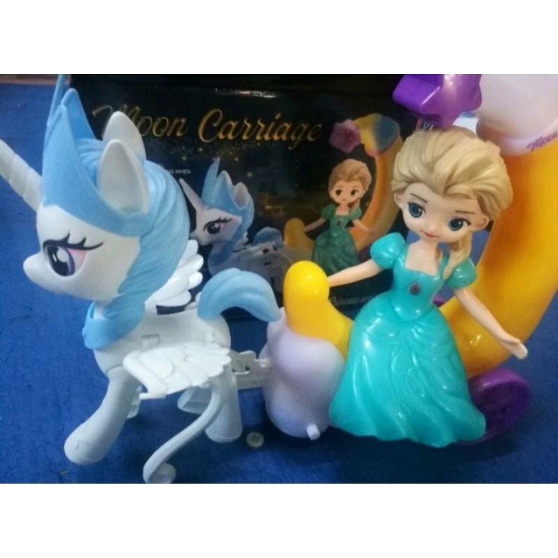 ยูนิคอร์นรถเจ้าหญิง เอลซ่า ซินเดอเรลล่า สโนวไวท์ โซเฟีย Moon Carriage มีเพลงมีไฟสวยงาม วิ่งได้ พร้อมส่ง
