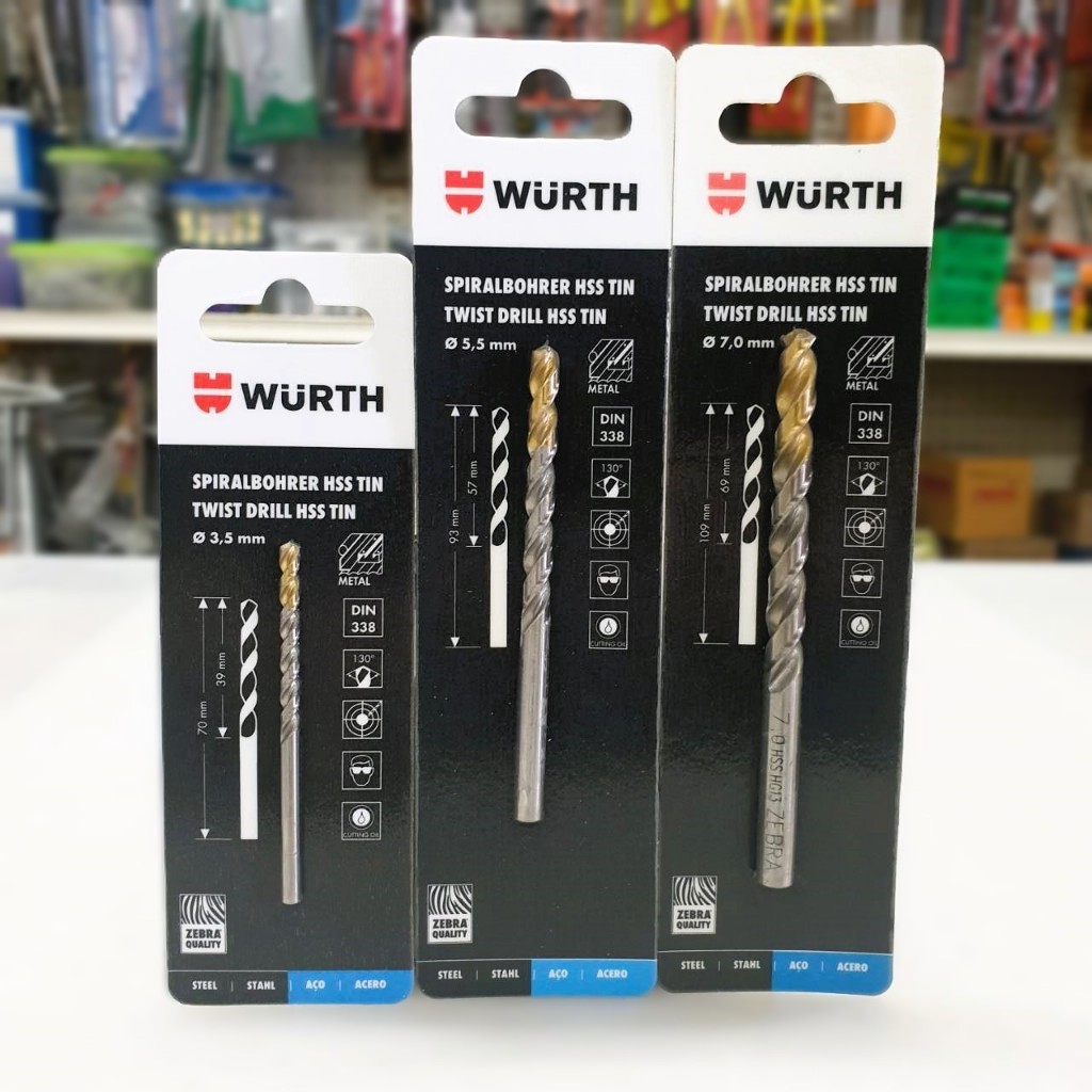ดอกสว่าน wurth ดอกสว่าน สีทอง เคลือบไทเทเนียม Zebra ขนาด 2.5มม.-7.0มม เจาะเหล็ก เจาะสแตนเลส ราคา ถูกที่สุด ดีลบีเคเค