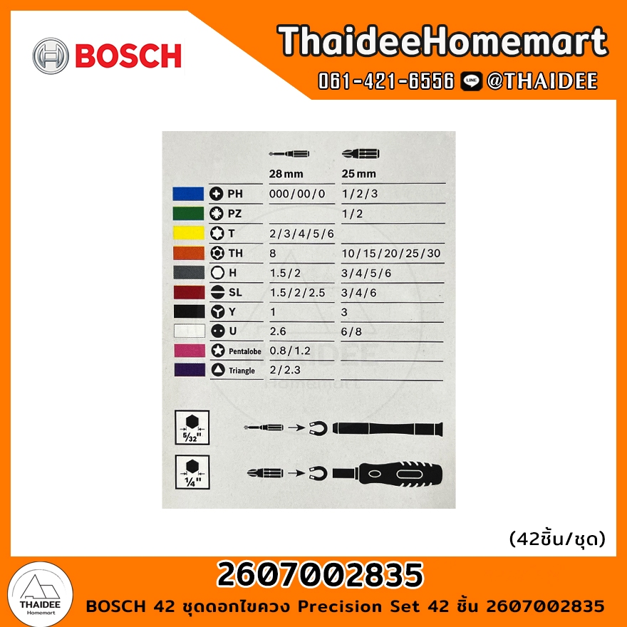 BOSCH 42 ชุดดอกไขควง Precision Set 42 ชิ้น 2607002835 ราคา ถูกที่สุด ดีลบีเคเค แกลเลอรีภาพที่ 3