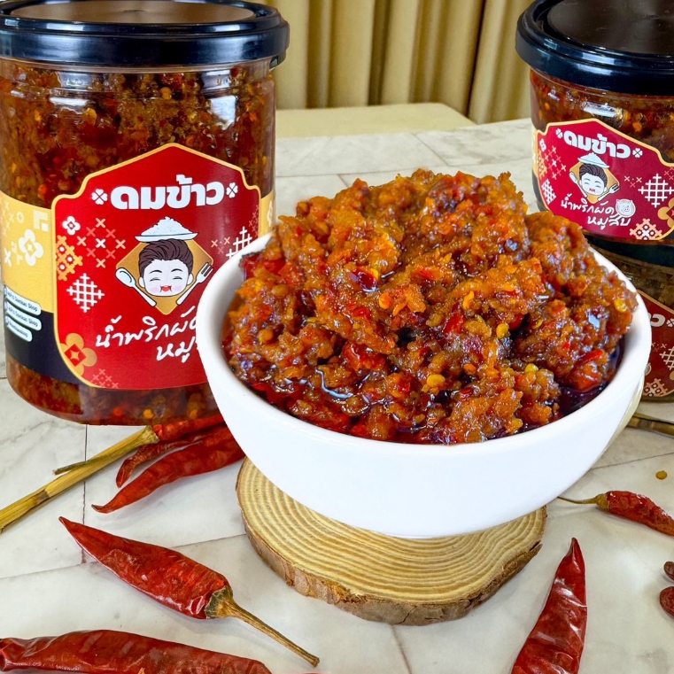 น้ำพริกผัดหมูสับ ดมข้าว เผ็ด เค็ม ไม่หวาน ผลิตวันต่อวัน ไม่ใส่วัตถุกันเสีย ของแท้จากบริษัท สินค้า