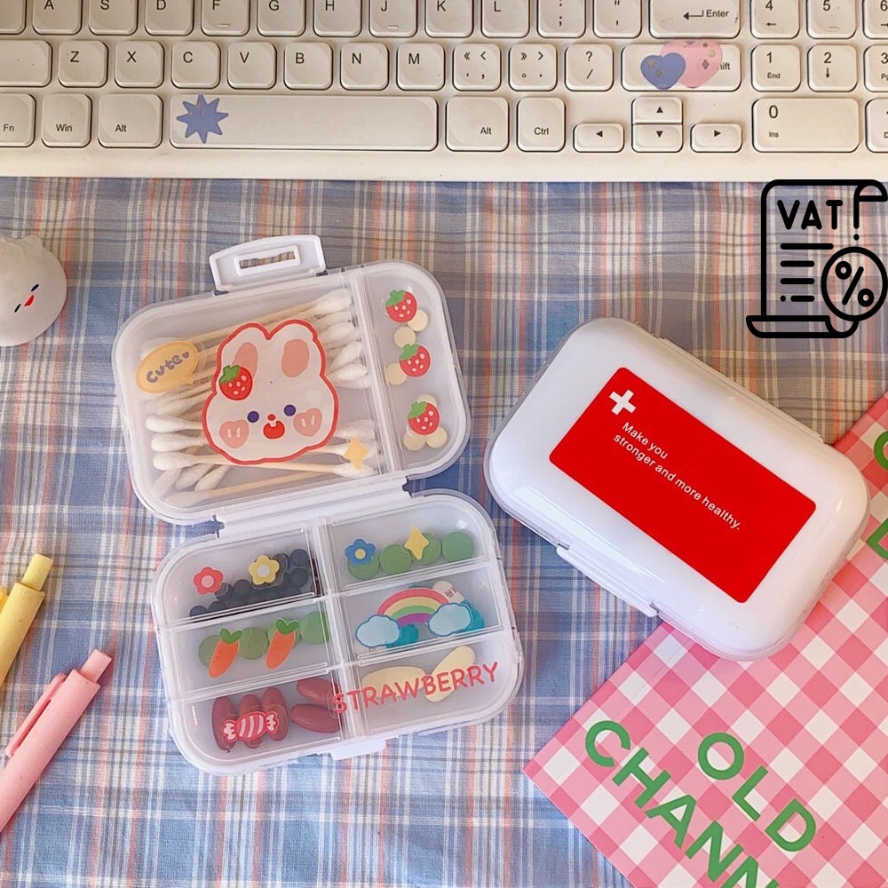 ร้านไทยSiamGift กล่องเก็บยาน่ารัก แยกยา กล่องยาแบบพกพา มีช่องแบ่งแยกประเภทของยา มีช่องเล็ก ช่องใหญ่
