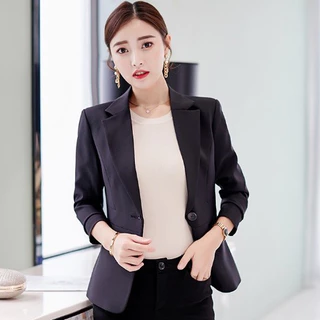 SUIT-16 🍉 เสื้อเบเซอร์ สำหรับผู้หญิง กระดุม 1 เม็ด สูทพอดีตัว ใส่ทำงาน สีพื้น ผ้านิ่ม ใส่สบาย 🍉