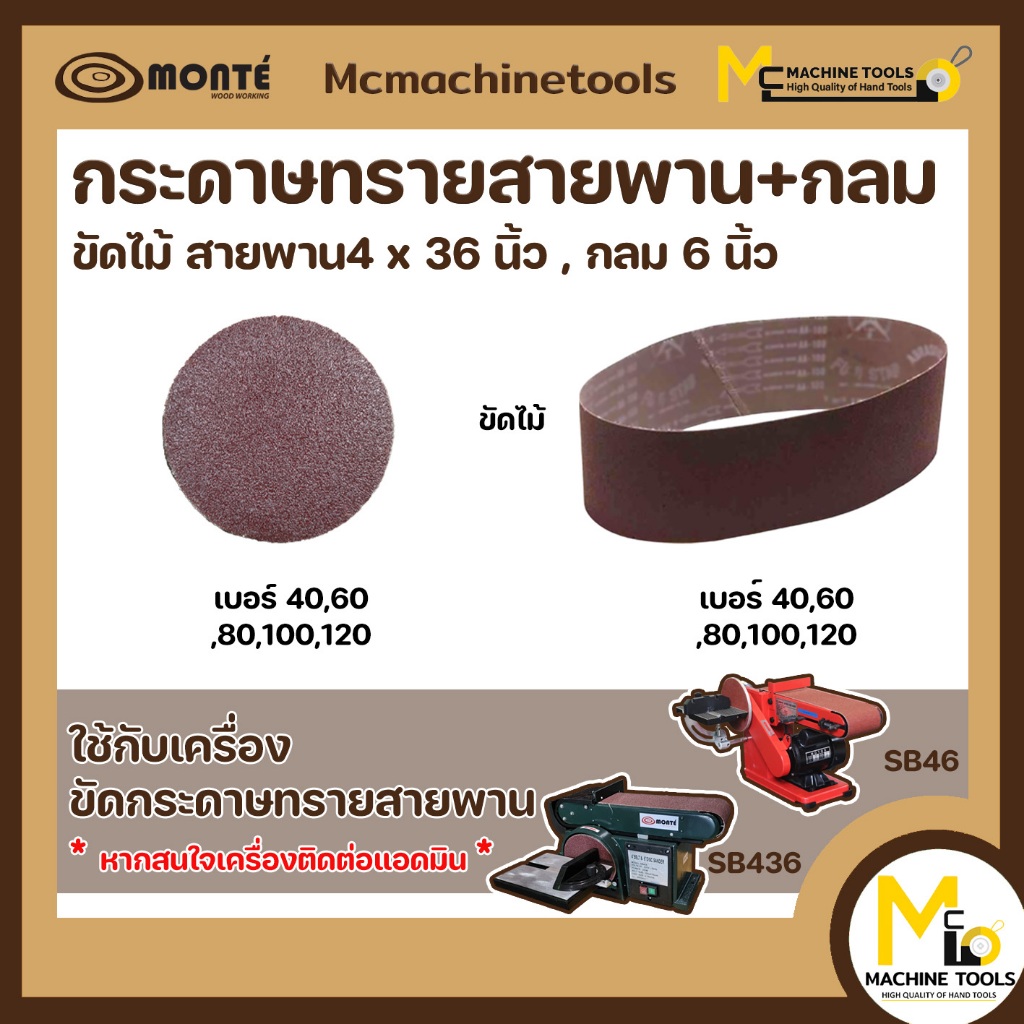 กระดาษทรายกลม กระดาษทรายสายพาน ขัดไม้ 4*36 เบอร์ #40 #60 #80 #100 #120 ราคา/เส้น กระดาษ กระดาษทราย