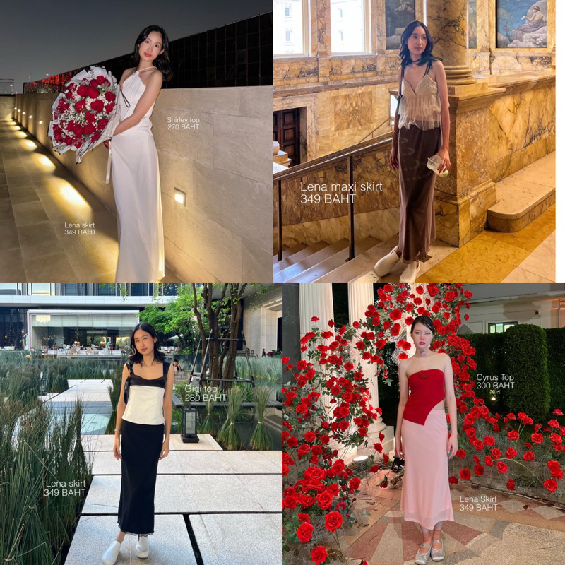 lena maxi skirt กระโปรงยาว กระโปรงเกาหลี กระโปรงชีฟอง