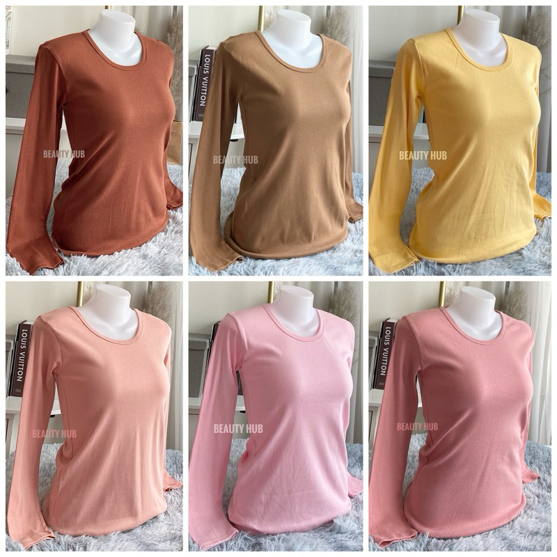[#024] เสื้อคอกลม แขนยาว สีพื้น เต็มตัว ทรงสวย