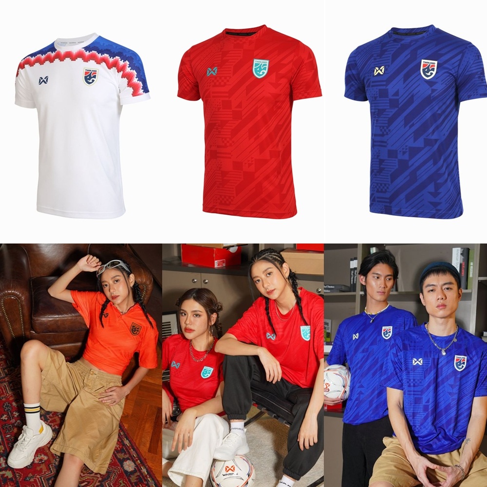 ของแท้  เสื้อเชียร์ คอกลม ฟุตบอลทีมชาติไทย Warrix Thailand National Team Kit 2023-24 (Cheer Version) Original