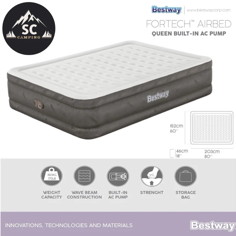 Bestway ที่นอนเป่าลมอัตโนมัติ 5ฟุต/3ฟุต รุ่น-69050 / 69048 รุ่นใหม่2023 พร้อมปั๊มลมในตัว(เสียบปลั๊ก)