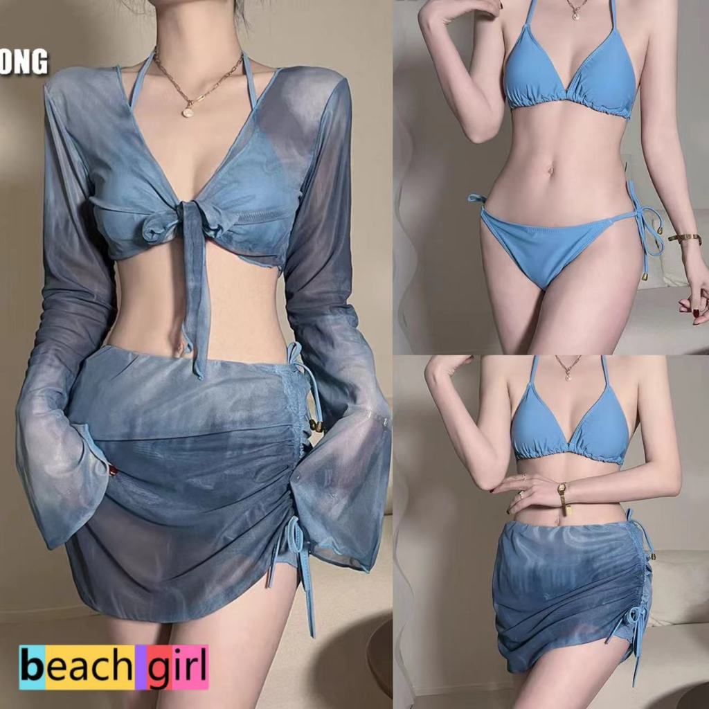 beachgirl set bikini ชุดว่ายน้ำแฟชั่น vintage รุ่นใหม่ เอวสูง ผ้าเนื้อดี 2สี #0234