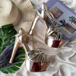 รองเท้าส้นสูง 6 นิ้ว หน้าแคบเพิ่มไซส์ด้วย เสริมส้นหน้าสวม สานๆ 336-1 (1/1) SIZE 35-44 รองเท้าไซร้ใหญ่ เท้าอวบเพิ่ม