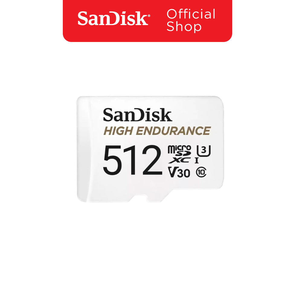 SanDisk High Endurance microSD 512GB (SDSQQNR-512G-GN6IA) สำหรับกล้องวงจรปิด ความเร็วสูงสุดอ่าน 100 MB/s เขียน 40 MB/s