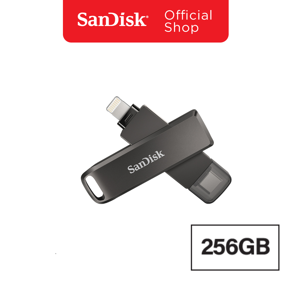 SanDisk iXpand Flash Drive Luxe 256G (SDIX70N-256G-GN6NE) แฟลชไดรฟ์2in1ใช้สำหรับ iPhone และ USB Type-C