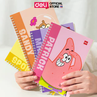 (Deli X Spongebob) สมุดสันห่วง Deli รุ่น LA560 สมุดโน๊ตขนาด A7/A5/B5 มีเส้น/ตารางด้านใน