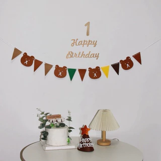 ธงวันเกิด ป้ายHBD ธงผ้าHappy birthday น้ำตาล สินค้าพร้อมส่ง ป้ายผ้าวันเกิด