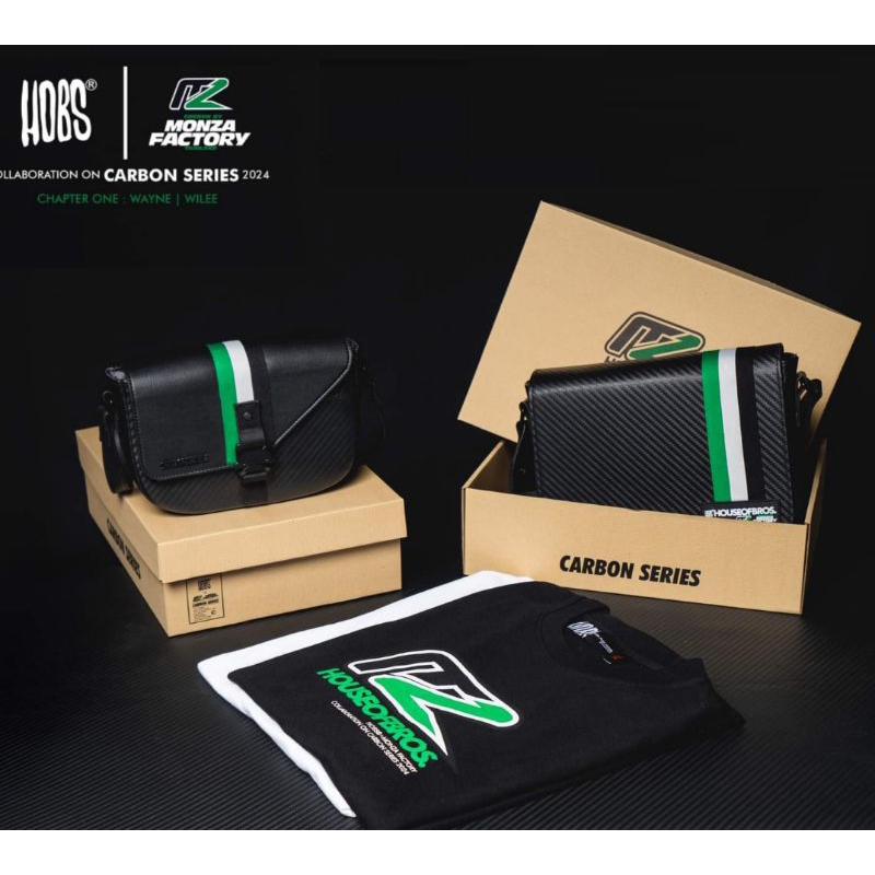 (พร้อมส่งทั่วประเทศ)กระเป๋าสะพายข้าง HOBS  "  Carbon Series " (100% Genuine) รุ่น Hobs x Monza ของเเท้