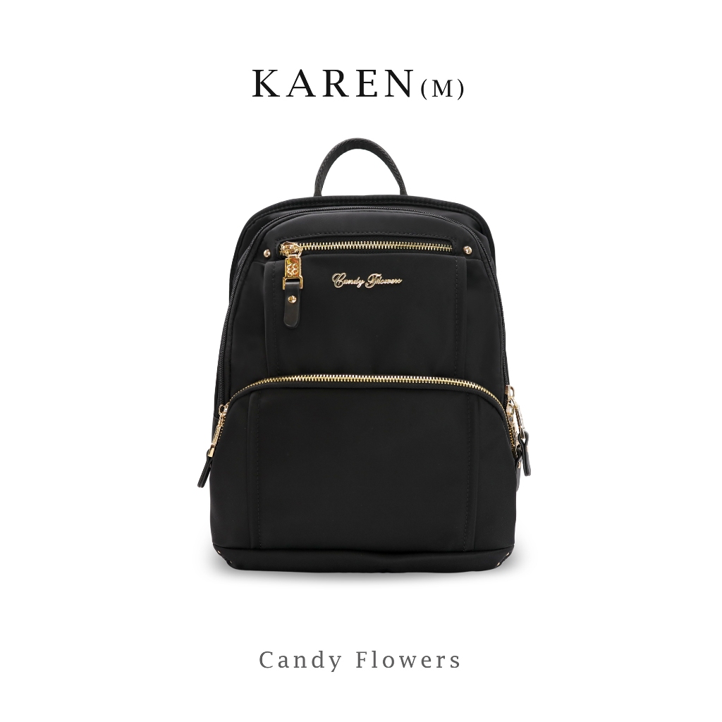Candy Flowers กระเป๋าสะพายผ้าไนล่อนที่เงาและสวยที่สุด รุ่น Karen-M ช่องเยอะ ใส่จุ น้ำหนักเบา พกพาสะดวก