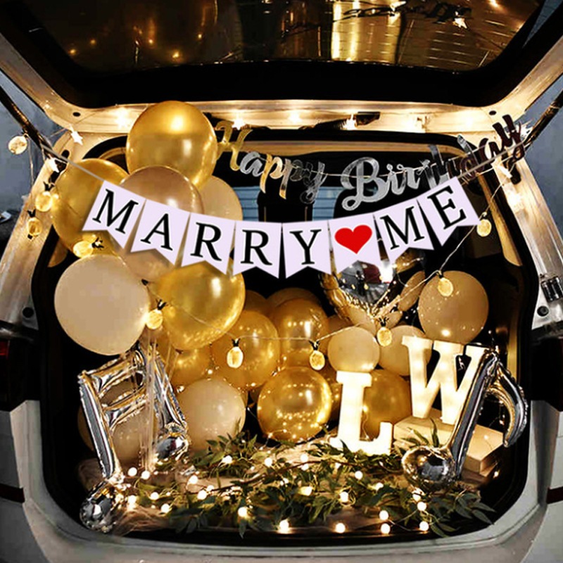 A934 ธงMARRY ME ตกแต่งปาร์ตี้ สินค้าพร้อมส่งในไทย