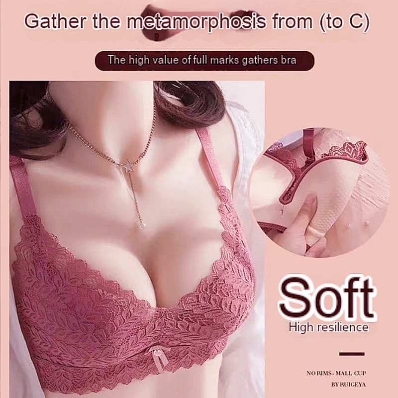ชุดชั้นในไร้ตะเข็บ Deep V เซ็กซี่ บราไร้โครงลูกไม้ปรับกระชับได้ เป็นมิตรกับผิว ระบายอากาศได้ ดันทรง ป้องกันการหย่อนคล้อย