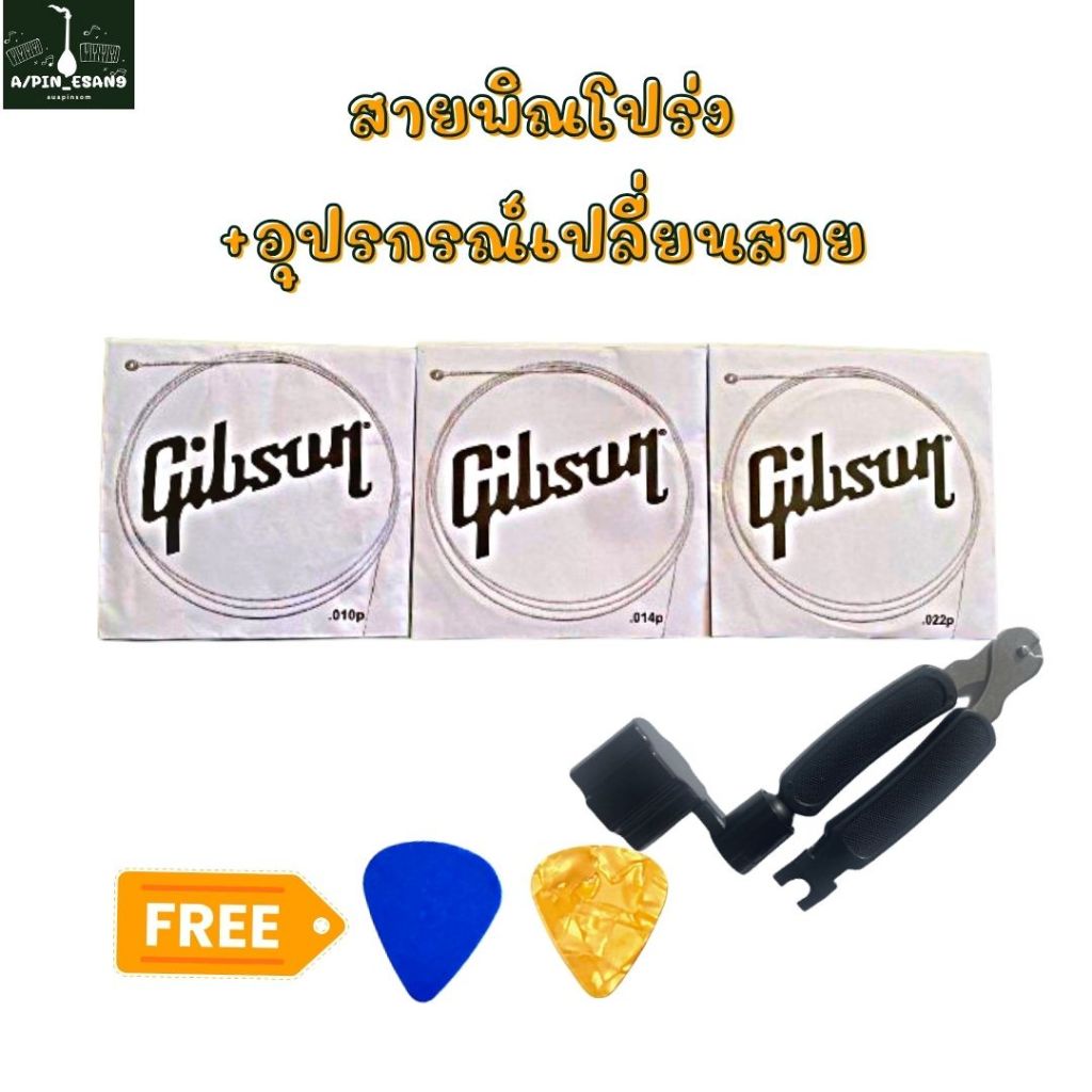 สายพิณโปร่งGibson พร้อมกับอุปกรณ์เปลี่ยนสาย ฟรีปิ๊ก