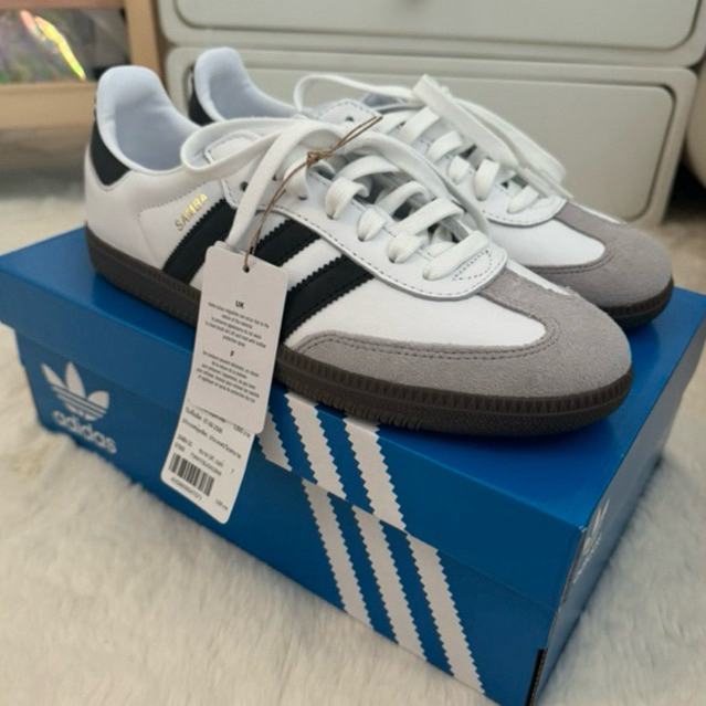 Adidas Samba OG White📌 size UK 7,US 7.5 {ของแท้ 100%} จากเว็ป มีใบเสร็จฯ อาดิดาส รองเท้าผ้าใบ