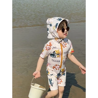 NT Baby-40 (สินค้าพร้อมส่ง) ชุดว่ายน้ำ ลายหมีพูห์ แห้งเร็ว สำหรับเด็ก เซ็ต2ชิ้น