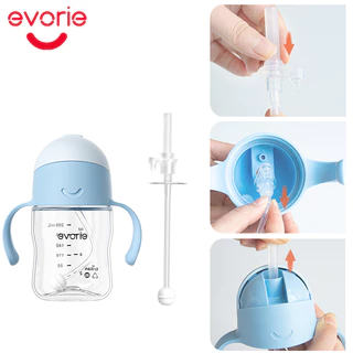 Evorie Tritan ชุดหลอดสำรองสำหรับแก้วหัดดูดขนาด 200ml แถมแปรงทำความสะอาดหลอดฟรีในชุด