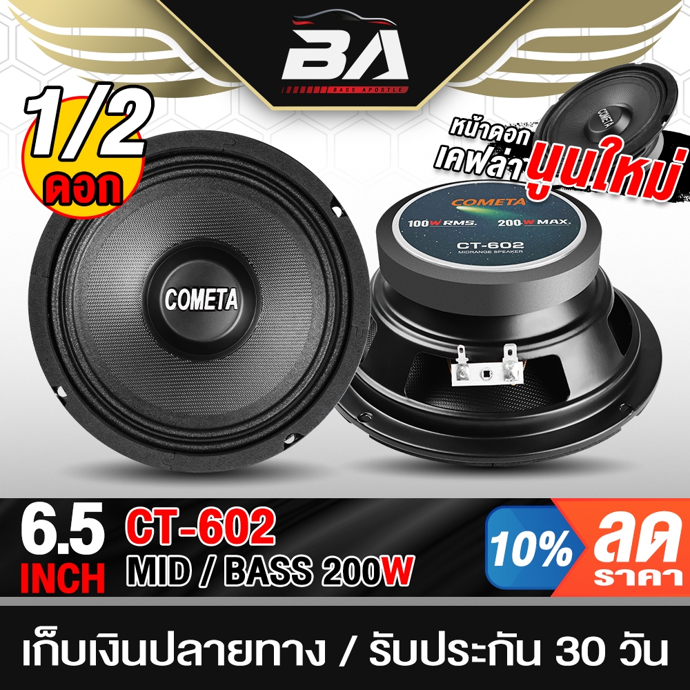 BA SOUND ดอกลำโพง 6.5นิ้ว 200วัตต์ พิเศษหน้านูนแบบใหม่ลายเคฟล่า CT-602 ลำโพงเสียงกลาง 6.5นิ้ว ลำโพงมิดโล 6.5นิ้ว DIY