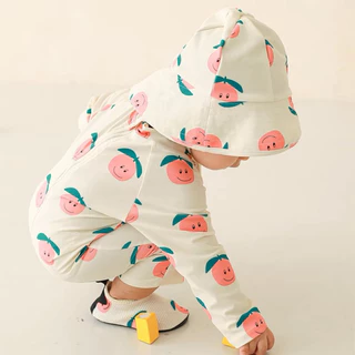 [ พร้อมส่ง ] ชุดว่ายน้ำเด็ก+ หมวก น่ารัก ใส่สบาย ป้องกันแสงแดด ลาดลายน่ารัก