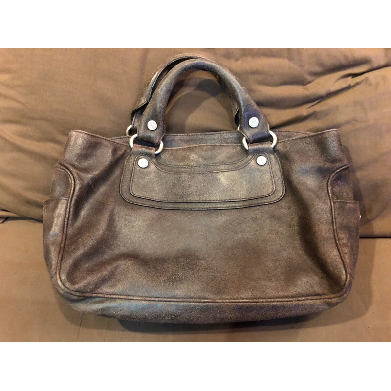 CELINE Boogie Bag กระเป๋าหนัง Hand Tote bag สีน้ำตาลเข้ม Vintage Authentic