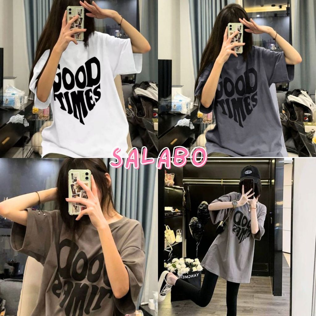 🌟SALABO🌟เสื้อยืดวินเทจ OVERSIZE สกรีนลาย GOOD TIME พร้อมส่งในไทย #A50