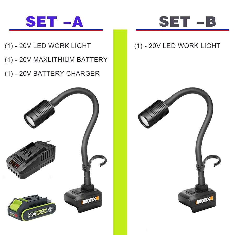 ไฟฉาย LED ยืดหดได้ 20V WORX WU028.9  ไฟฉายสปอตไลท์แบบพกพาไร้สายอเนกประสงค์  ใช้งานได้หลากหลาย