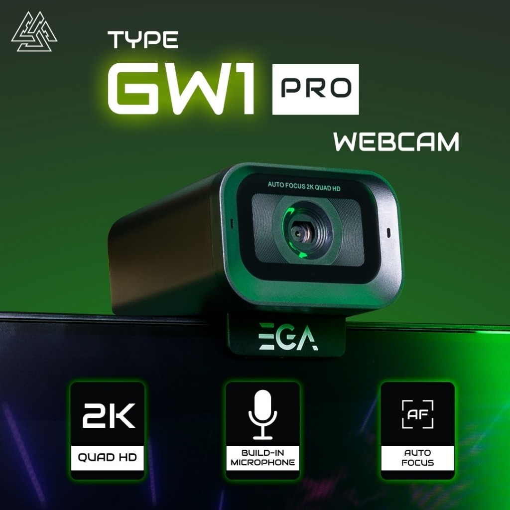 EGA TYPE GW1 Pro Webcam กล้องเว็บแคม 2K Quad HD โฟกัสอัตโนมัติ พร้อมไมโครโฟนตัดเสียงรบกวน