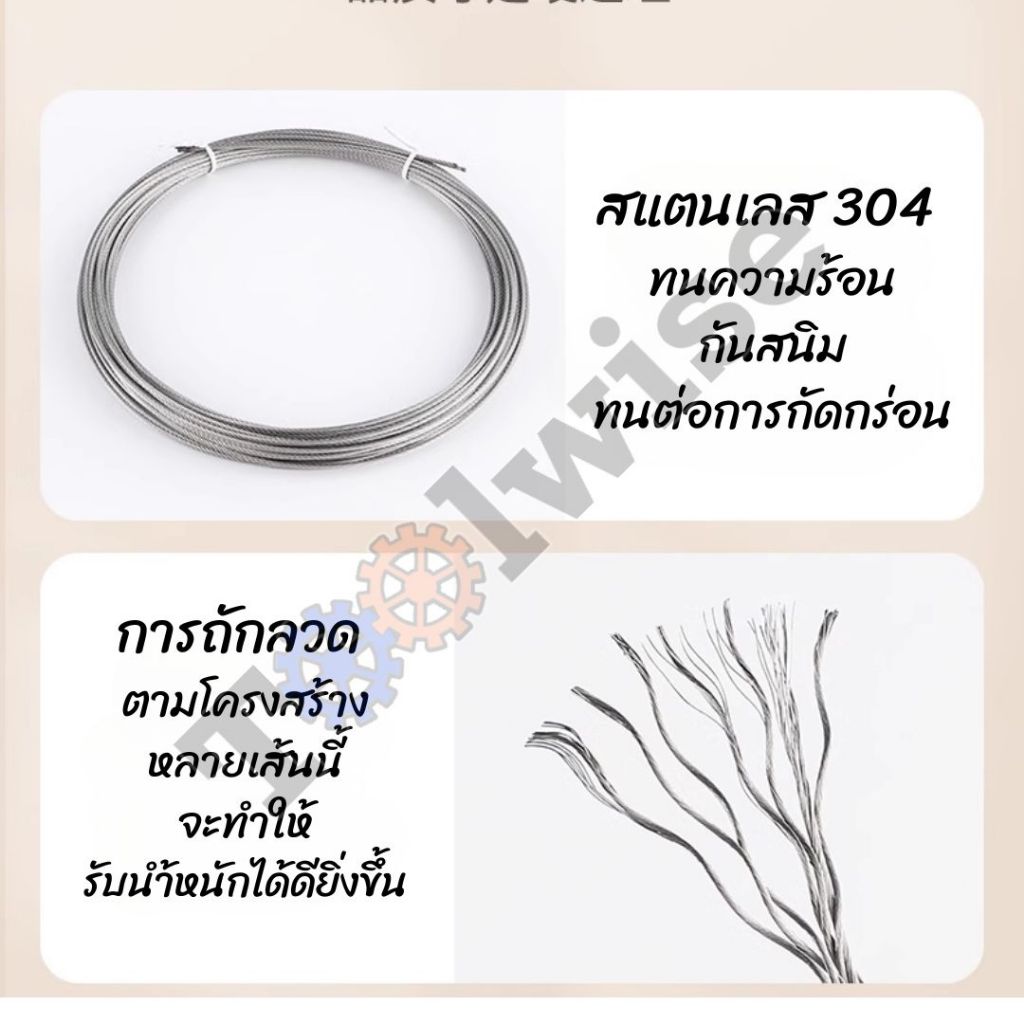 ลวดสลิงสแตนเลส 304 แบบเปลือย และหุ้ม PVC มีหลายขนาด มีของพร้อมจัดส่ง ราคาต่อ 1 เมตร - รูปที่ 2