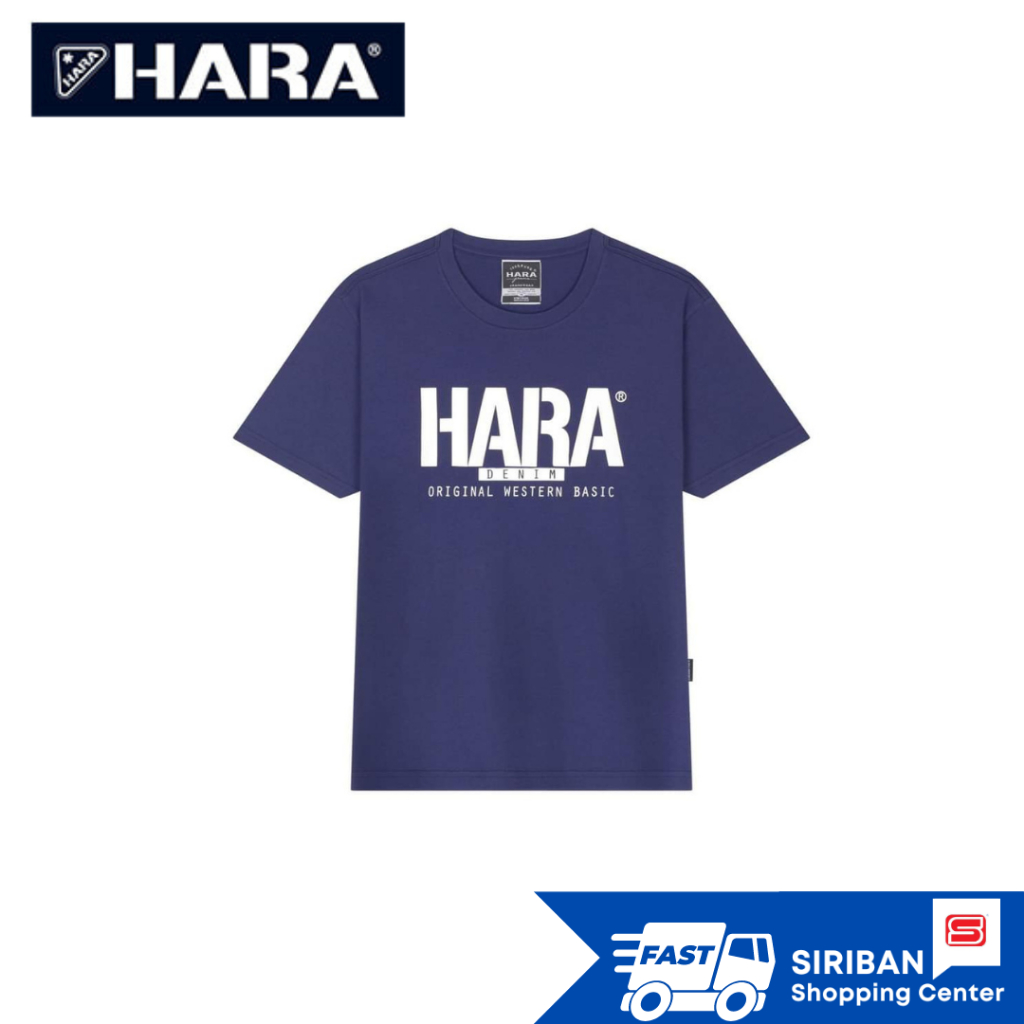 HARA รุ่น HMTS-9004 เสื้อผู้ยืดผู้ชายคอกลมสีพื้น สกรีนลาย