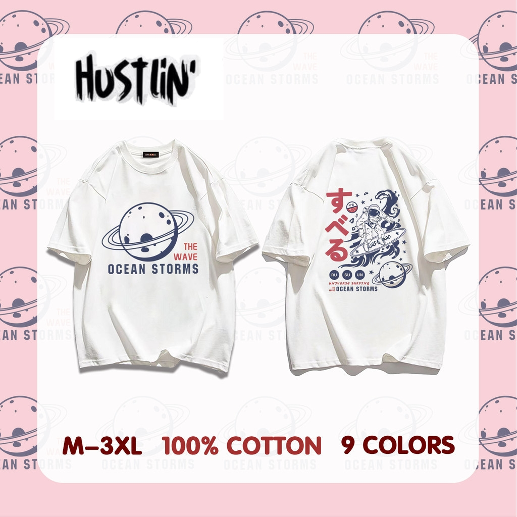 (กรุงเทพมหานคร ผลิต) oversize เสื้อยืด เสื้อแขนสั้นคอกลม ลายพิมพ์นักบินอวกาศ ลายการ์ตูน COTTON100% ผ้าดีมากๆไม่ผิดหวั
