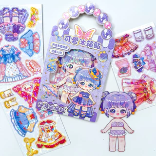 แม่เหล็กติดตู้เย็นแต่งตัวตุ๊กตา DIY ประกายแสงวิบวับ แพค 4 แผ่น ลายน่ารักสีสันสดใส ทนทานไม่พังง่าย แม่เหล็กเจ้าหญิง