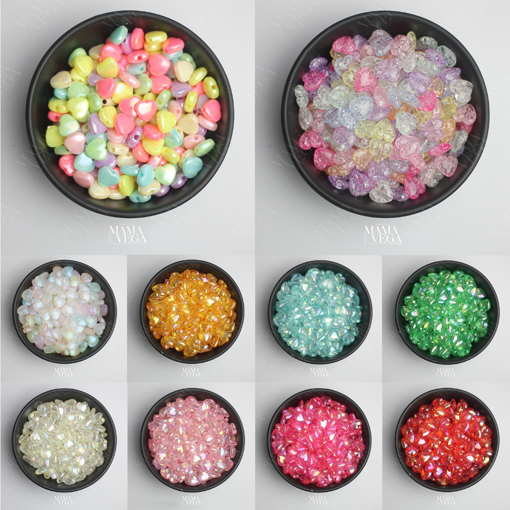 ลูกปัดหัวใจ 11 มม. 30 กรัม [พร้อมส่ง] สำหรับทำเครื่องประดับ DIY