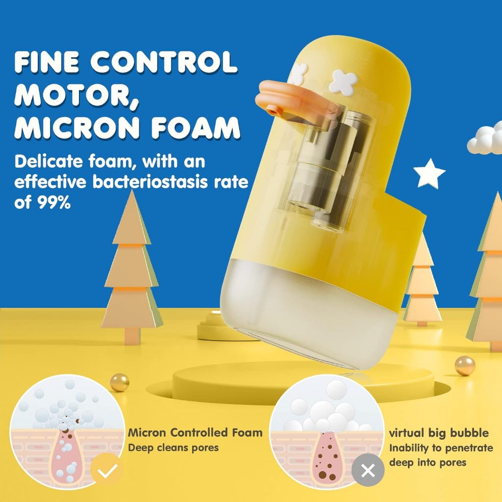 ส่งไวมาก เครื่องจ่ายสบู่โฟมอัตโนมัติ เป็ดเหลือง น่ารัก ชาร์จได้ 350ml duck soap automatic dispenser - รูปที่ 2