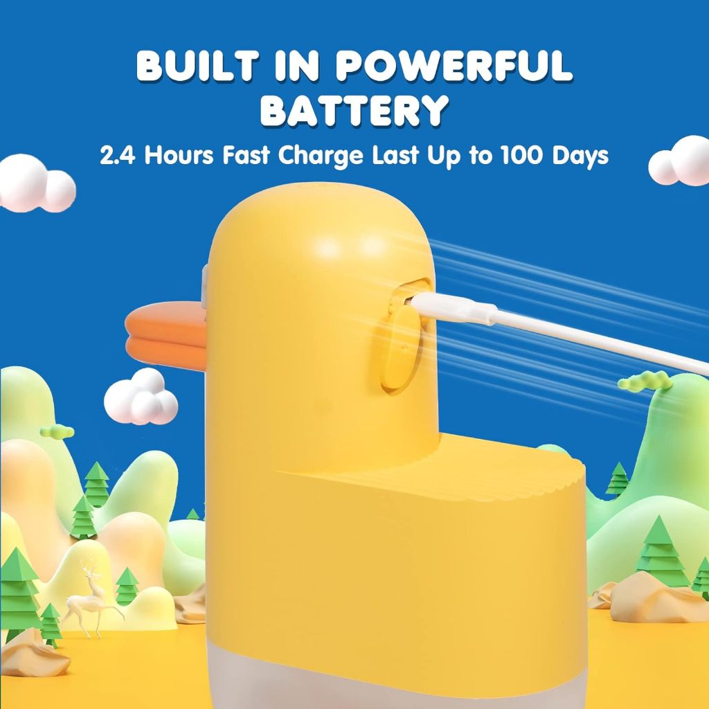ส่งไวมาก เครื่องจ่ายสบู่โฟมอัตโนมัติ เป็ดเหลือง น่ารัก ชาร์จได้ 350ml duck soap automatic dispenser - รูปที่ 3