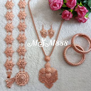 เครื่องประดับชุดไทยสีนาค เซ็ท 5 ชิ้น ต่างหูแบบเจาะต่างหูแบบเ…